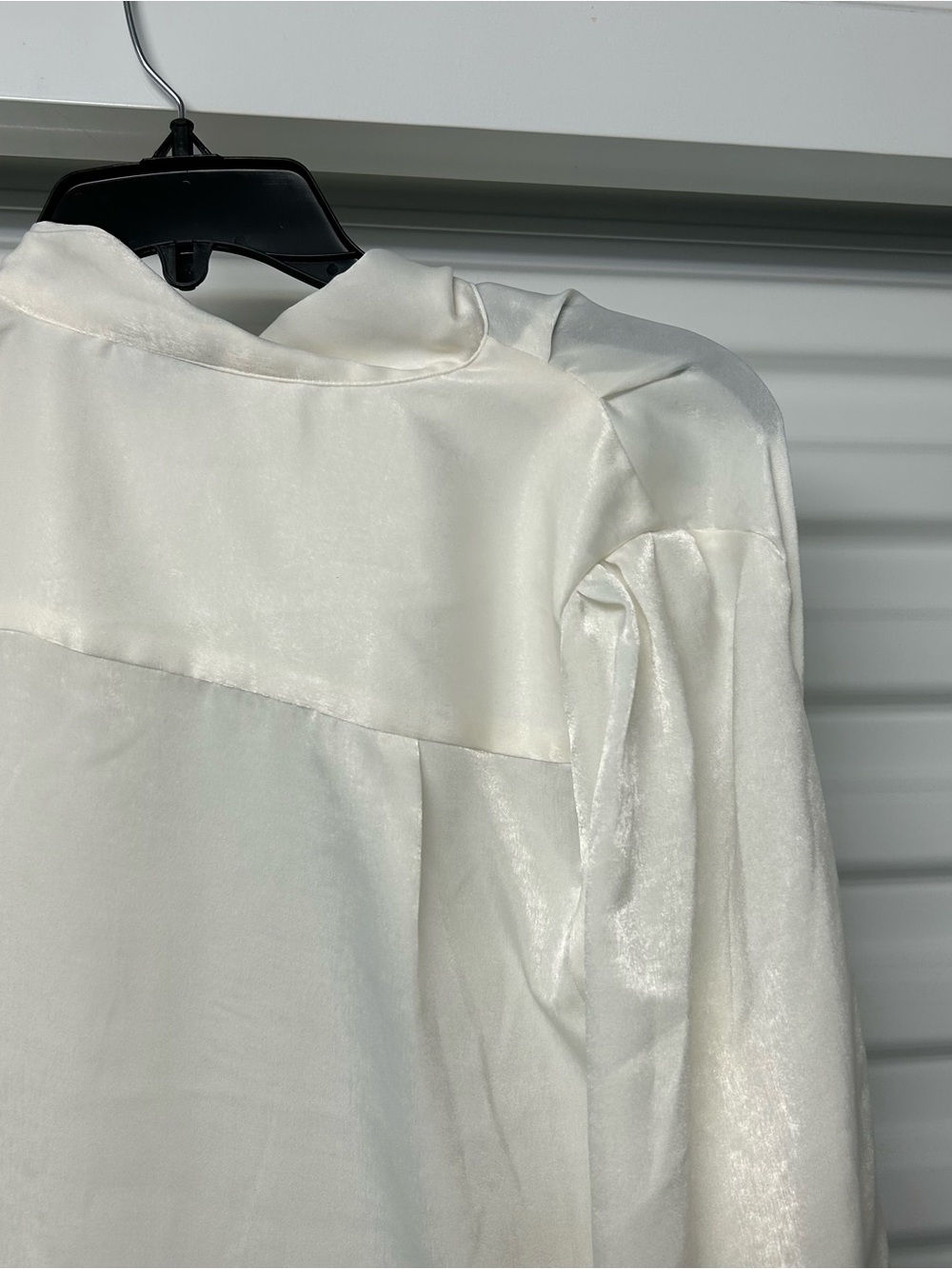 Worthington Cream Satin Tie-Neck Blouse with Shoulder Buttons - Picture 10 of 14